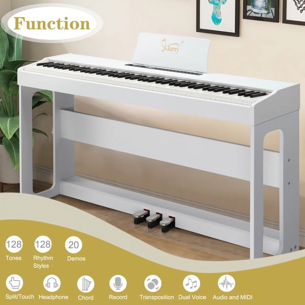 Keyboard Piano, ZPL 88 Keys Full Weighted Keyboards Digital Piano with Stand, Power Adapter, Triple Pedals, Headphone, for All Experience Levels