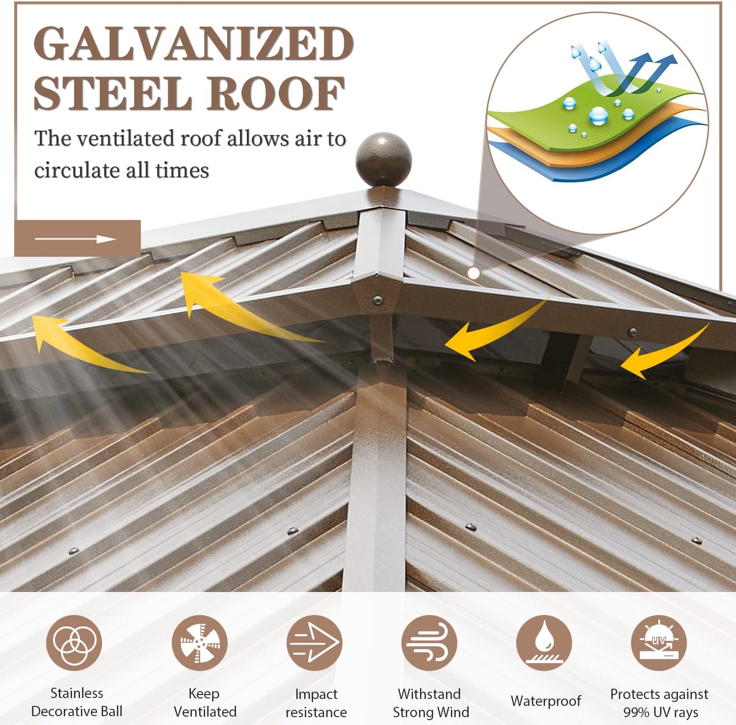 EROMMY Hardtop Gazebo Galvanized Steel Outdoor Gazebo Canopy Double Vented Roof Pergolas Aluminum Frame with Netting and Curtains for Garden,Patio,Lawns,Parties (10'x 13')