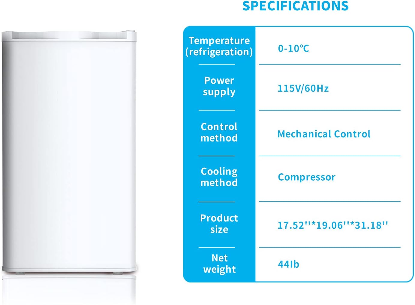 3.2 Cu. Ft Mini Refrigerator Small Drink Food Storage Machine Compact Refrigerator for Dorm, Garage, Camper, Basement or Office, Single Door Mini Fridge, White