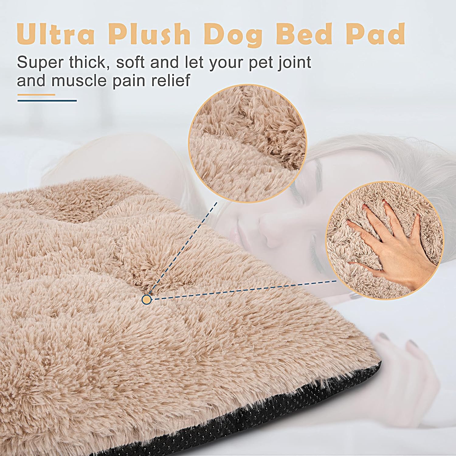 JOEJOY Large Dog Bed Crate Pad, Dog Beds for Large Dogs,Ultra Soft Calming Washable Non-Slip Kennel Crate Pad Mat for Extra Large Medium Small Dogs&Cats Sleeping and Anti Anxiety