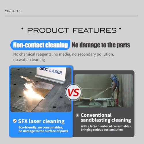 WTTTOOLS Laser Cleaning Machine Pulsed Laser Rust Removal Backpack Laser Cleaner Battery/AC Dual Power Handheld Laser Rust Remover Portable Fiber Cleaner Fast Removing Rust Oil Painting Coating