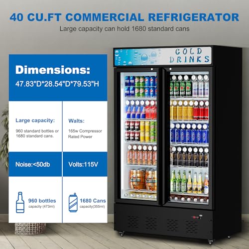 FreezLabs Commercial Merchandiser Refrigerator with LED Lighting Single Glass Door, 6.0 Cu Ft Upright Display Beverage Cooler with Shelves Drink Holders, ETL NSF Approved