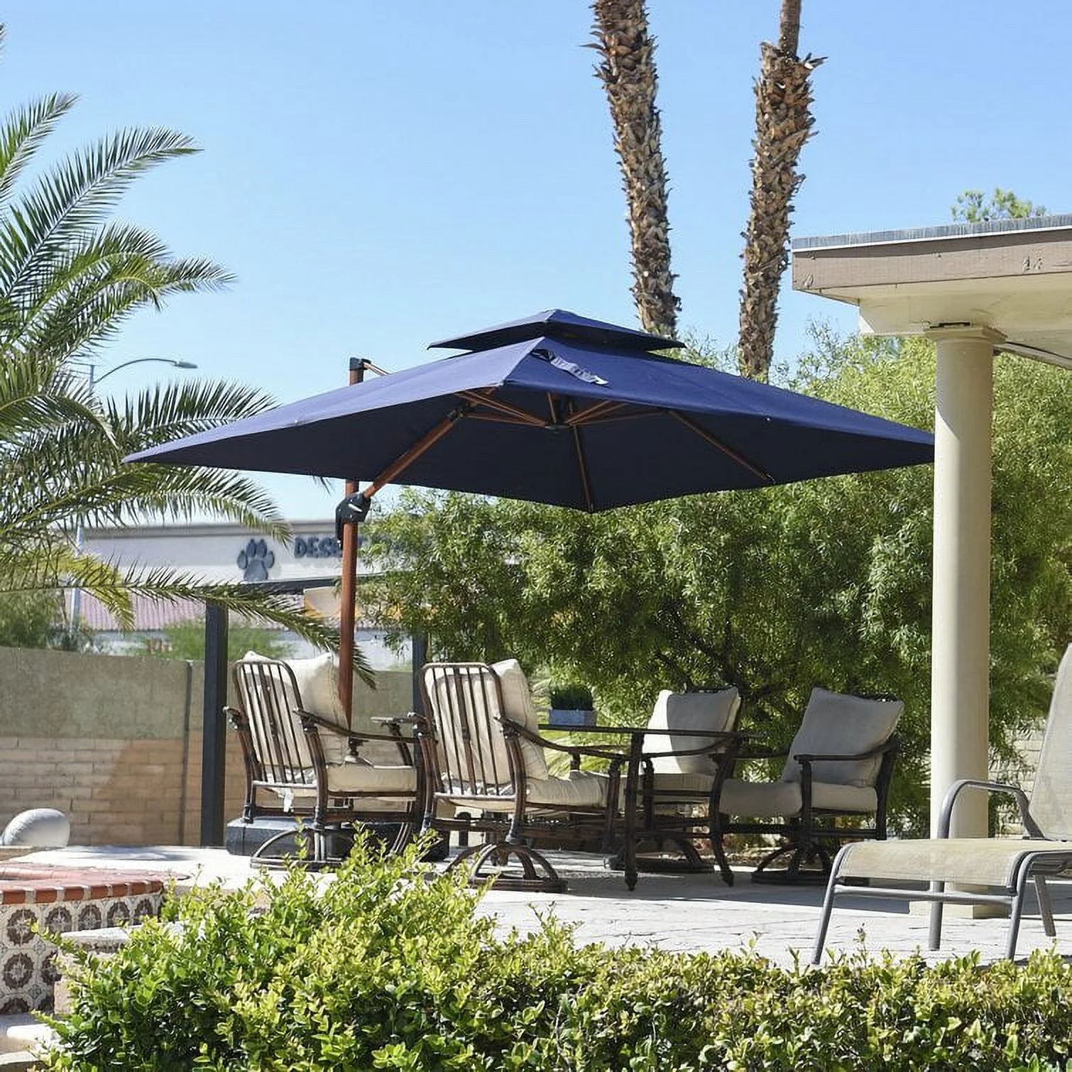 PURPLE LEAF 10ft Patio Umbrella Outdoor Square Umbrella Large Cantilever Umbrella Windproof Offset Umbrella Heavy Duty Sun Umbrella for Garden Deck Pool Patio, Navy Blue