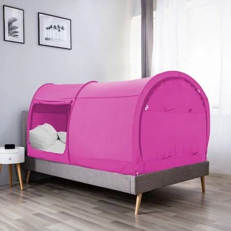 Bed Canopy Tent w/Indoor Curtains(Mattress Not Included), Full, Pink