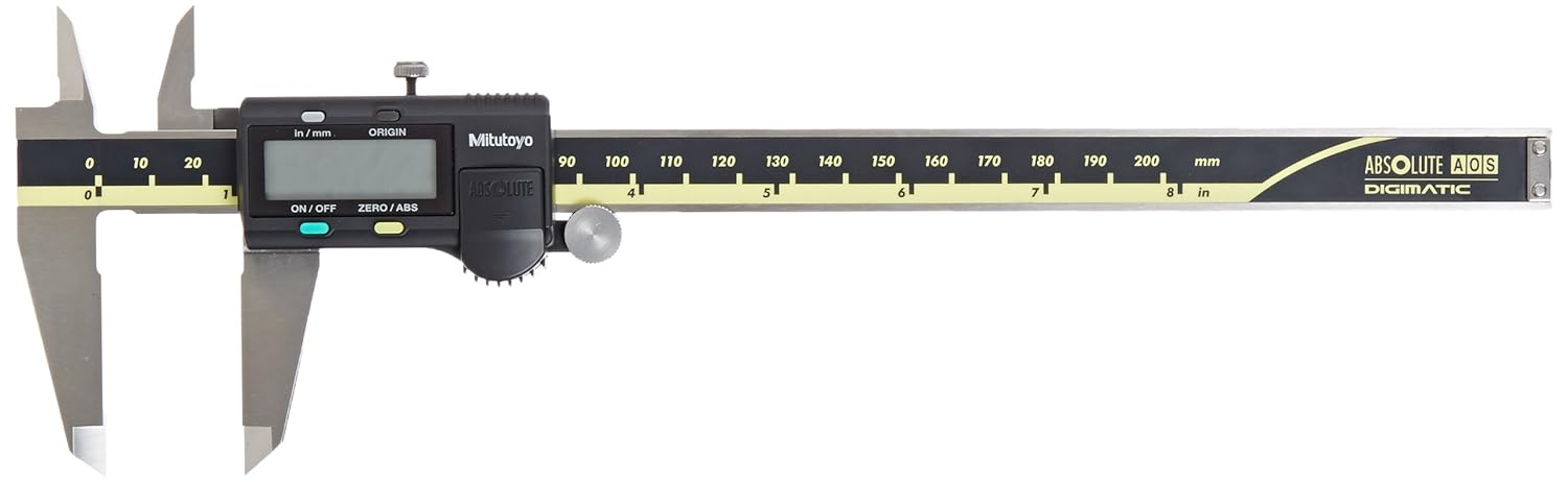 Mitutoyo 500-197-30 Advanced Onsite Sensor (AOS) Absolute Scale Digital Caliper, 0 to 8"/0 to 200mm Measuring Range, 0.0005"/0.01mm Resolution, LCD