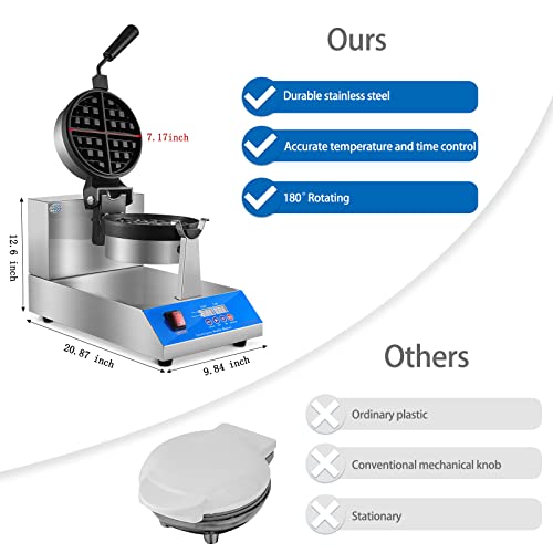 YOOYIST Commercial Belgian Waffle Maker Intelligent LED Temperature Non Stick