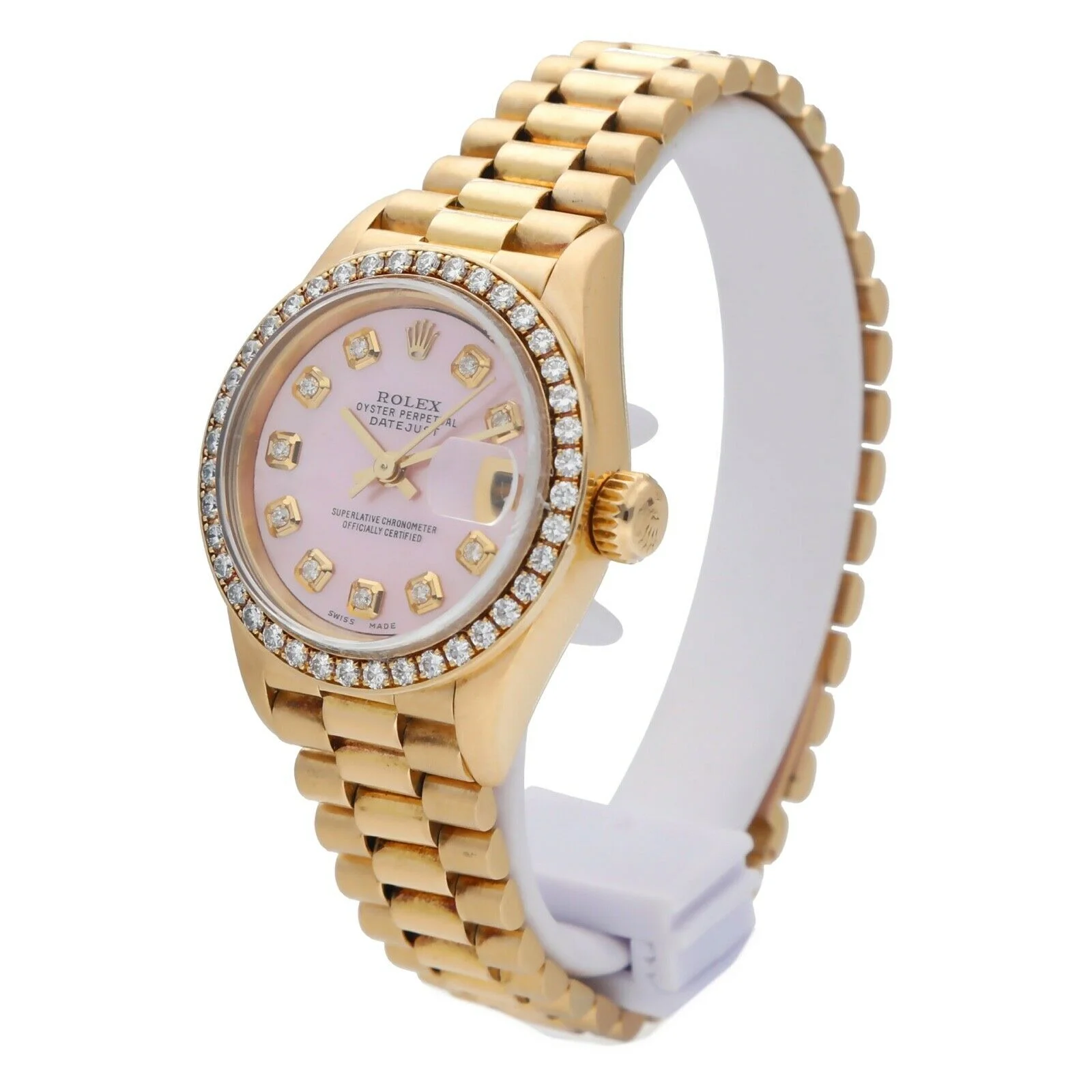 Rolex 69178 Datejust 18k Yellow Gold Diamonds Pink MOP Automatic Ladies Watch