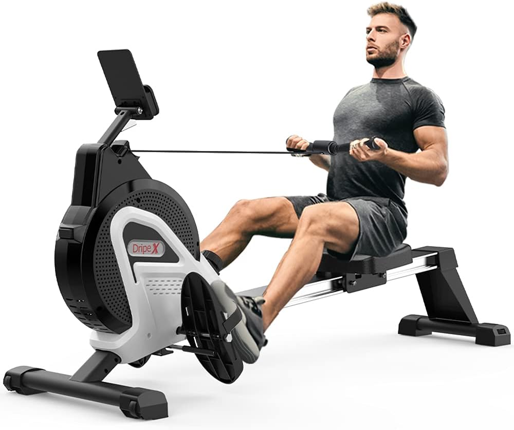 Dripex Magnetic Rowing Machine for Home Use Rower for Home Gym & Cardio Training Indoor with Aluminum Track, 16 Adjustable Resistance Level & Smart LCD Monitor