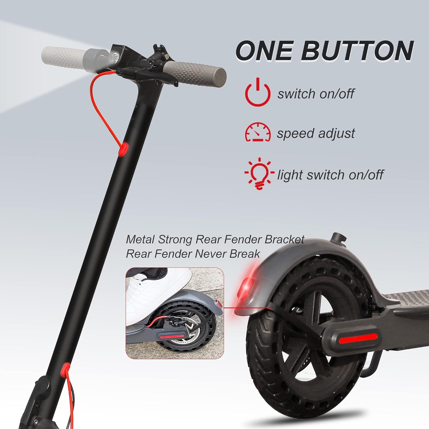 AOVOPRO Electric Scooter, 350W Motor, Range up to 18 Miles Long, 3 Speed Settings, 8.5" Solid Tires, App Control, Portable