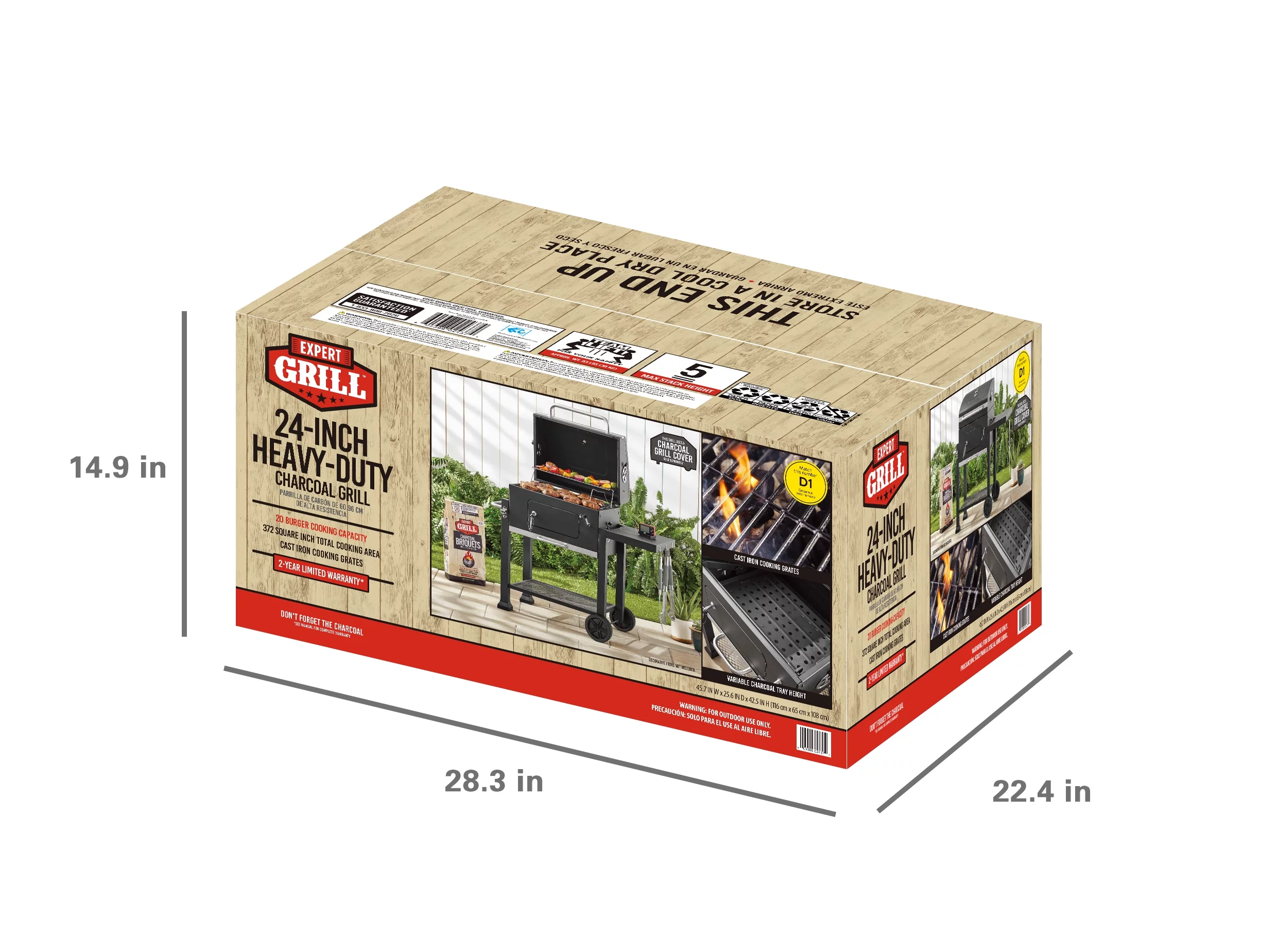 Expert Grill Heavy Duty 24-inch Charcoal Grill, Black