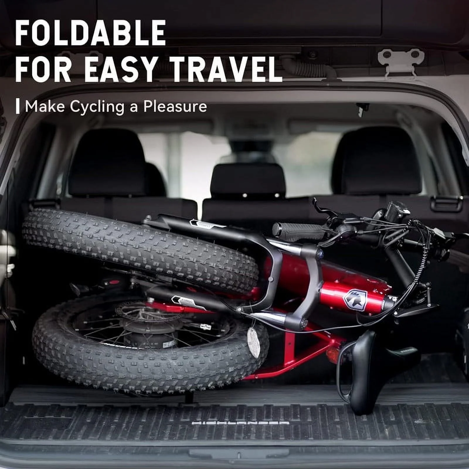 HOVSCO Folding Electric Bike, 750W Step-Thru 20 inch Fat Tire Ebike, 28 MPH, 48V 15Ah Removable Battery, Dual Hydraulic Suspension & Brake, Red - Curated Treasures Market