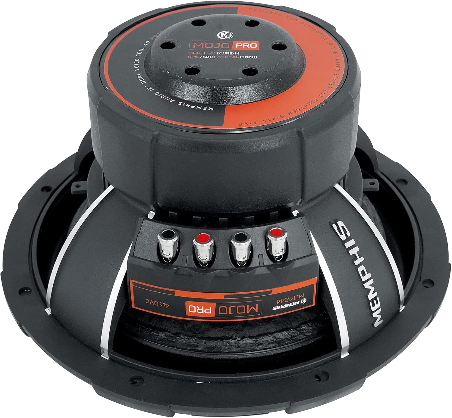 Memphis Audio MJP1244 12 in 1500 Watt MOJO Pro Car Audio Subwoofer DVC 4 ohm Sub, Black