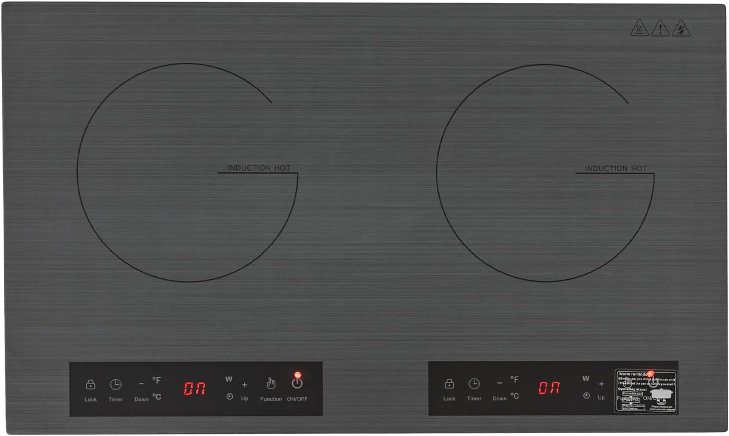 4000W Double Induction Cooktop, Induction Cooker 9 Gear Timer Setting Electric Hot Plate for Cooking Portable Electric Cooktop for Pots and Pans with a Diameter of 7.87 Inches