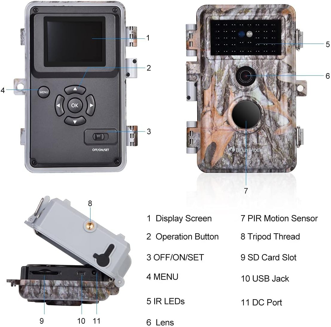 4-Pack Game & Deer Trail Cameras 24MP 2304x1296P H.264 Video for Hunting Wildlife and Home Security No Glow Night Vision Time Lapse Motion Activated Waterproof & Password Protected