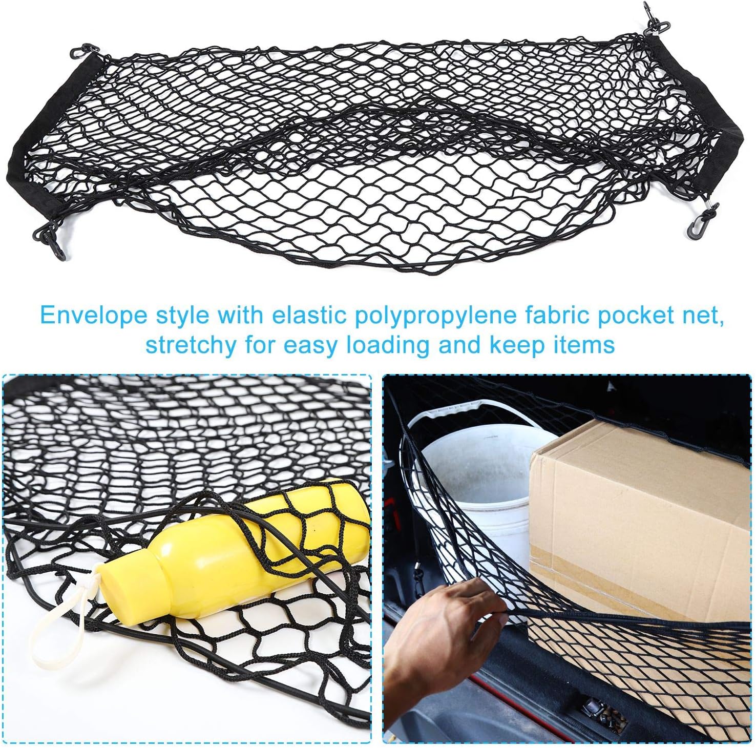 Voodonala 40 x 18 Inches Universal Mesh Envelope Trunk Cargo Storage Organizer Net for Cars, Vans, Trucks and SUVs, for Jeep, for Dodge, for Toyota