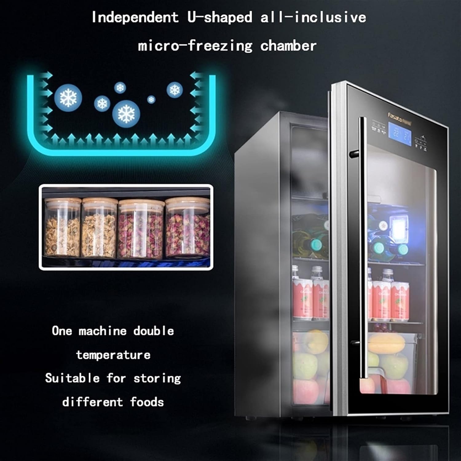 28-Bottle Wine Cabinet, Free Standing Wine Refrigerator, Independent Household Wine Cellar, Compressor Refrigeration, Tempered Glass Door