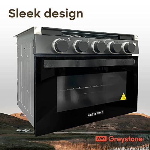 Greystone, 12 Volt RV Gas Range and Cooktop, Stove and Oven Combo, 17 Inch