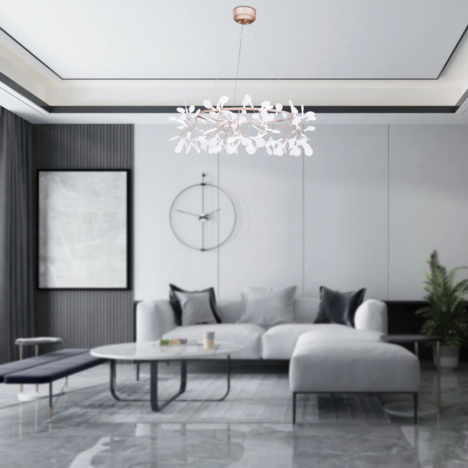 Miumaeov 135 Heads Firefly Chandelier Pendant Lighting Fixture Ceiling Light LED Acrylic Chandelier Light Tree Branch Pendant Lamp for Living Room Bulb Included