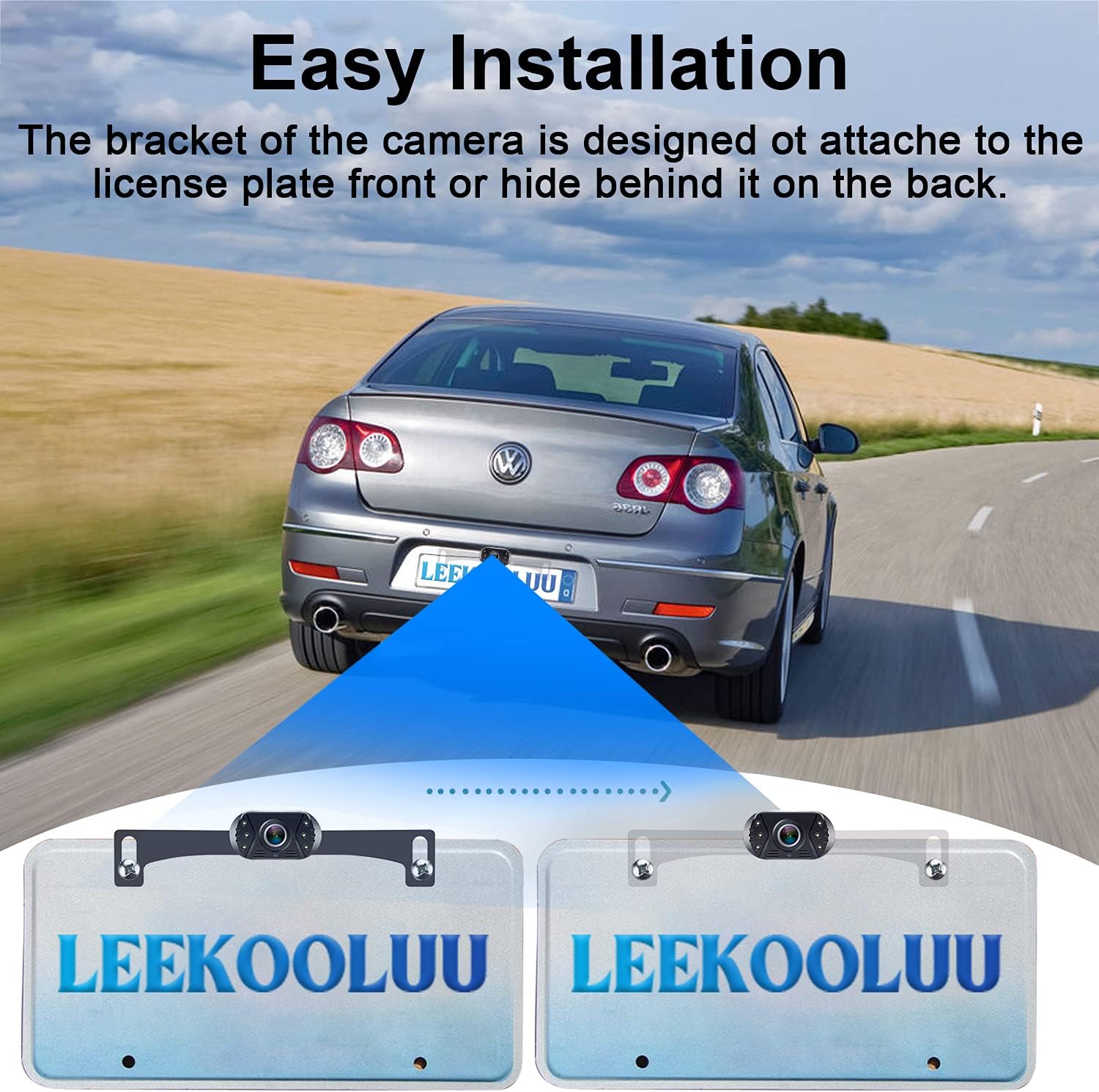 Backup Camera Rear View Monitor Kit HD 1080P for Car Truck Minivan Waterproof Night Vision DIY Grid Lines LeeKooLuu LK3 Pack of 2