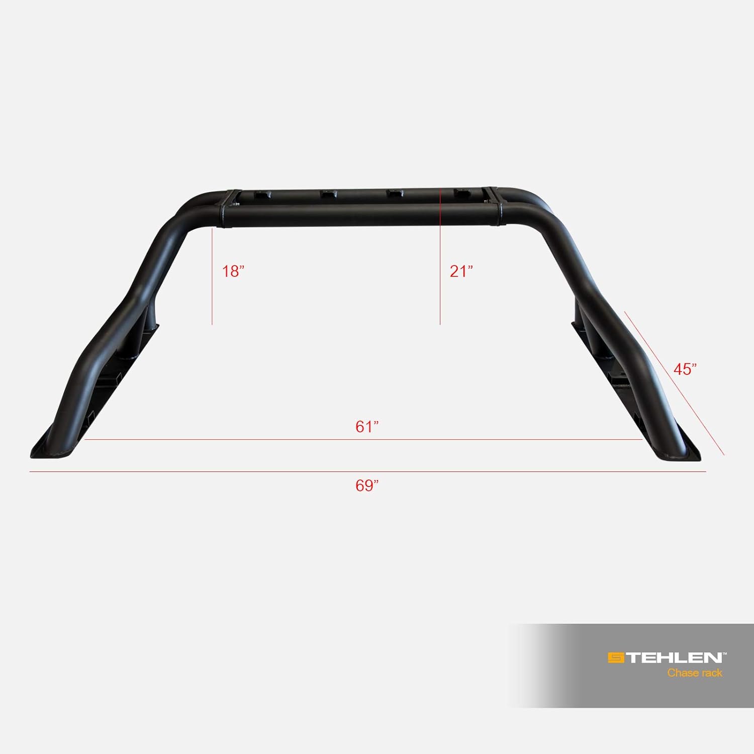 Armordillo 642167818793 For Full Size Trucks CR1 Chase Rack Truck Bed Roll Bar with Tire Carrier - Matte Black