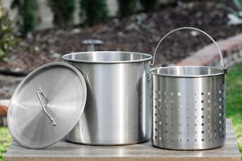 Barton Stock Pot Steamer Basket Lid Commercial Food-Grade 304-Stainless Steel Boiling Steaming