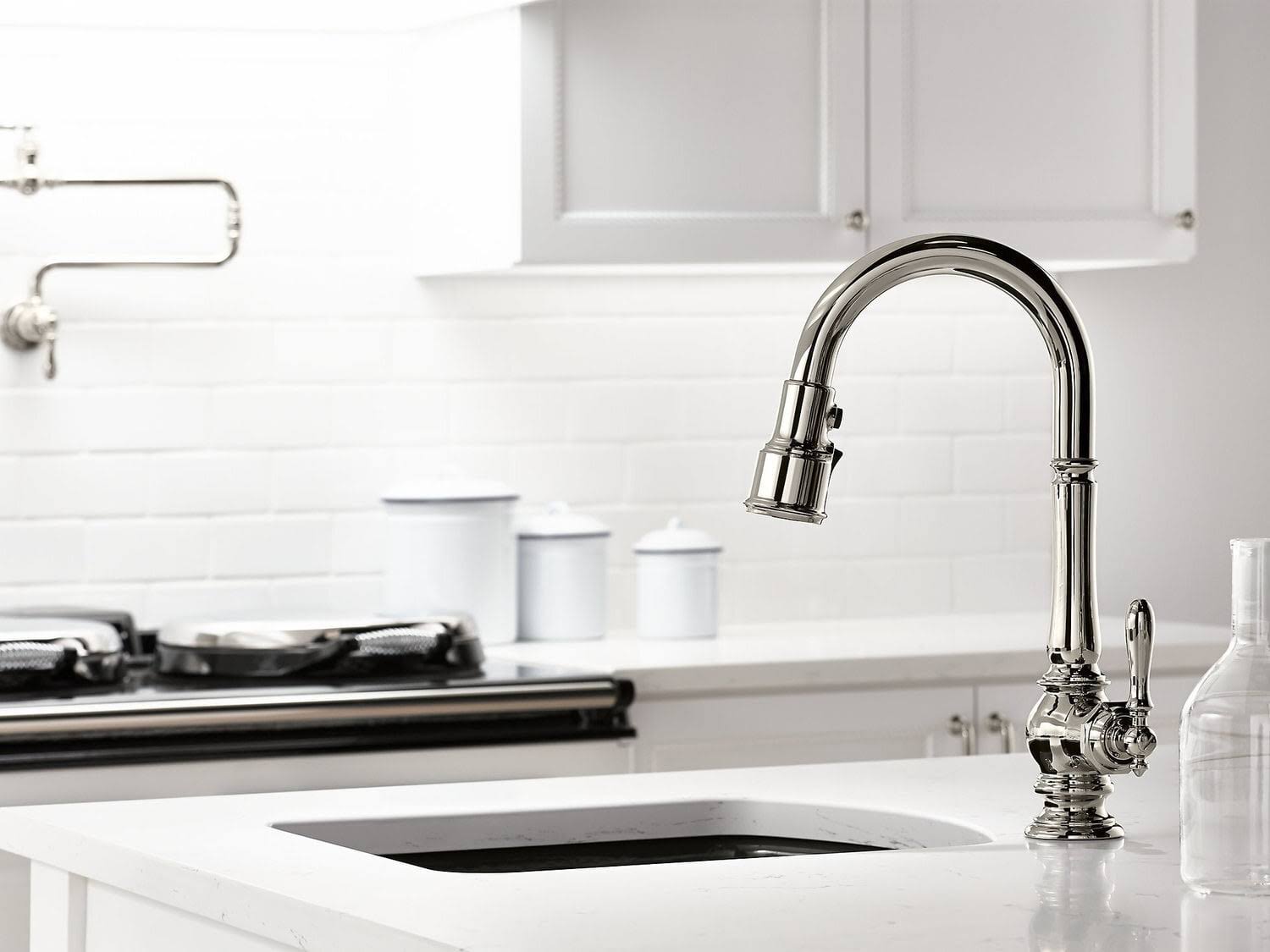 Kohler K-99261-SN Artifacts Single Handle Pull Down Kitchen Faucet - Vibrant Polished Nickel