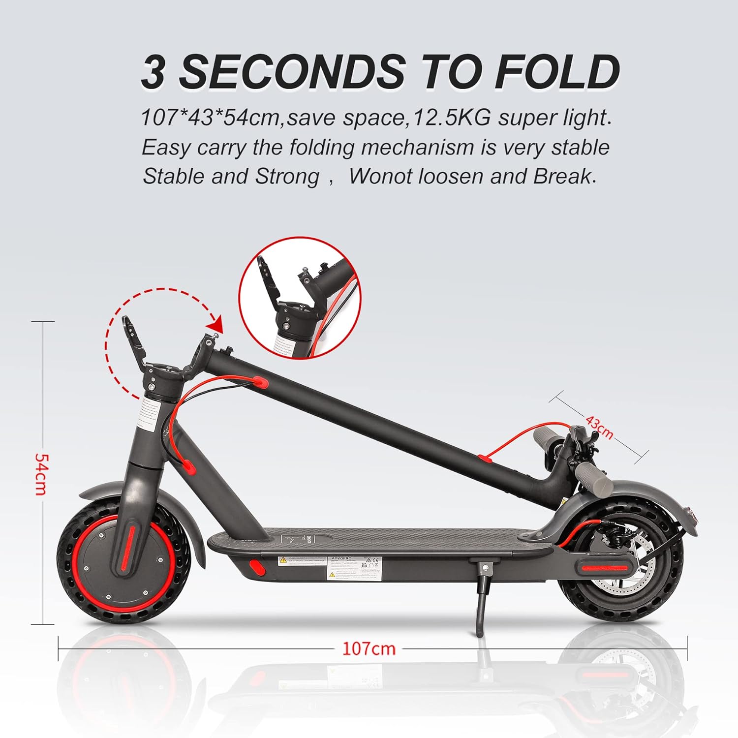 AOVOPRO Electric Scooter, 350W Motor, Range up to 18 Miles Long, 3 Speed Settings, 8.5" Solid Tires, App Control, Portable