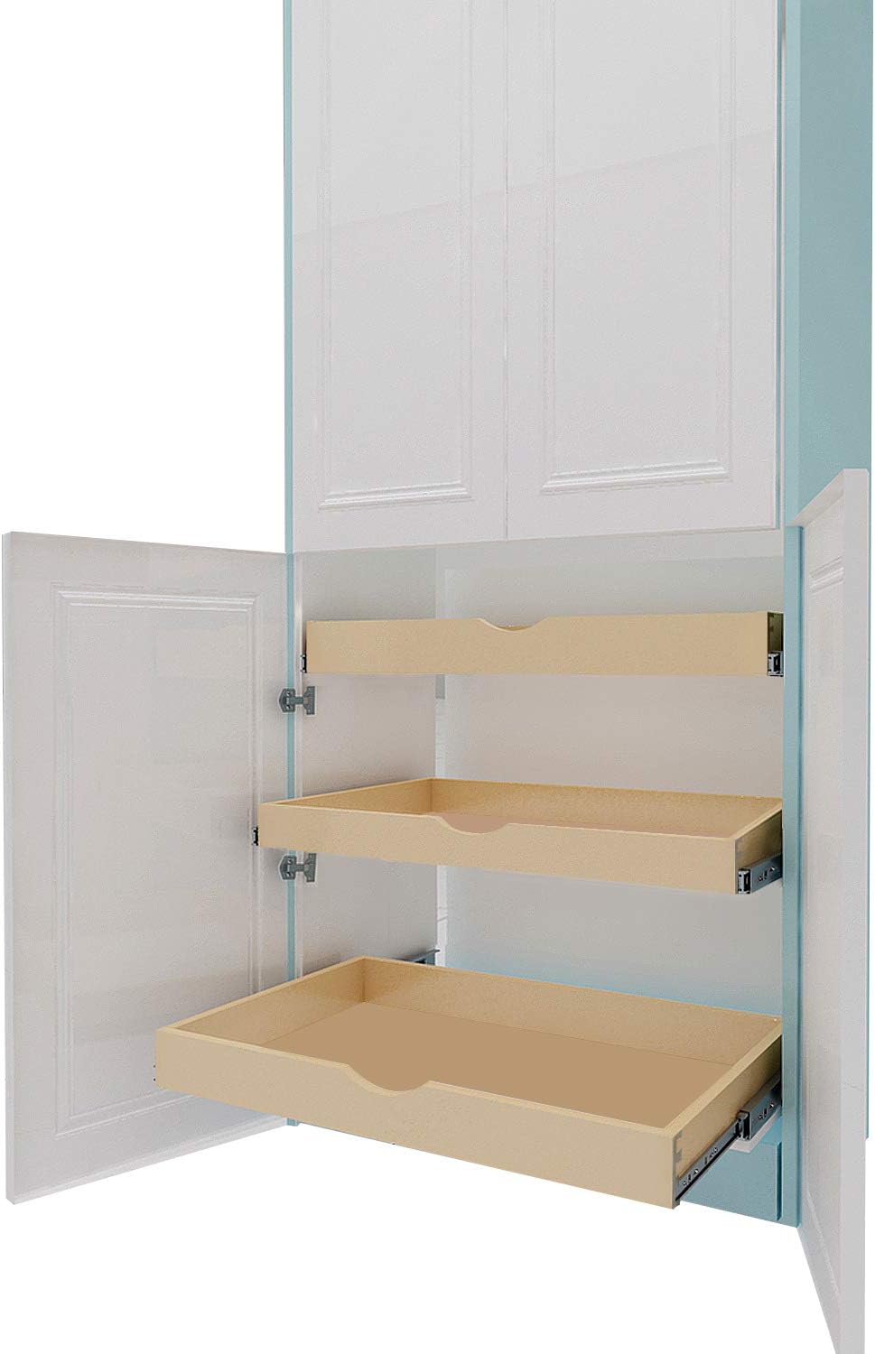 CabinetRTA DIY Slide Out Cabinet Shelf Pull-Out Wood Drawer Storage (W)15 x (D)21, Soft-Close Slide Pack of 2
