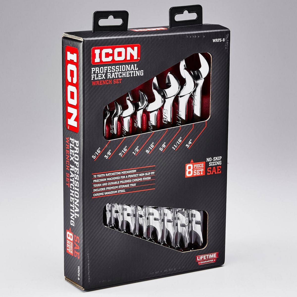ICON Professional Flex-Head SAE Ratcheting Combination Wrench, 8-Piece