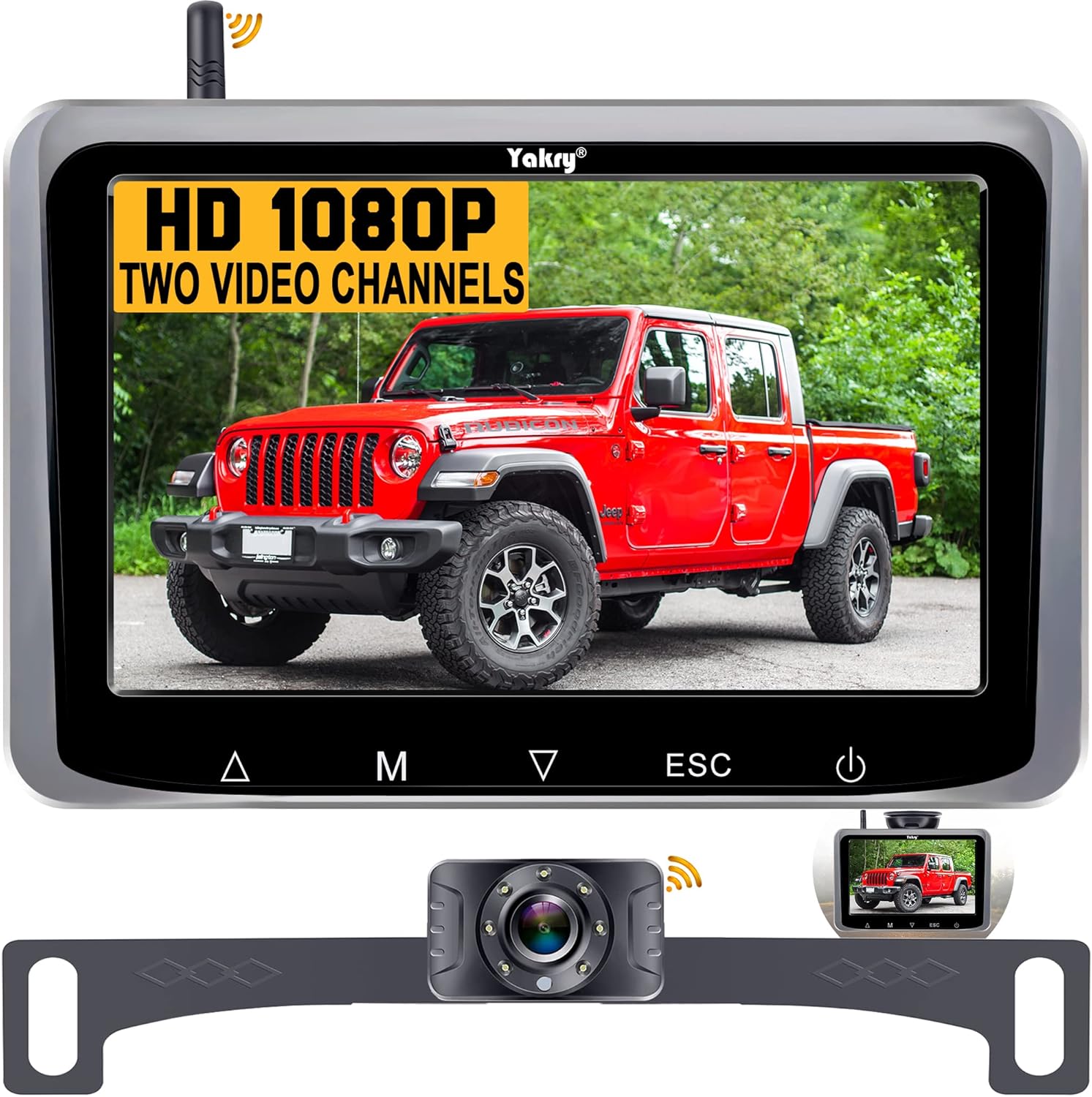 Wireless Backup Camera for Trucks HD 1080P with 5 Inch Monitor Bluetooth Backup Camera for Cars,Vans,Campers,Small RVs Stable Digital Signals DIY Installation Second RV Camera Available Add Yakry Y25