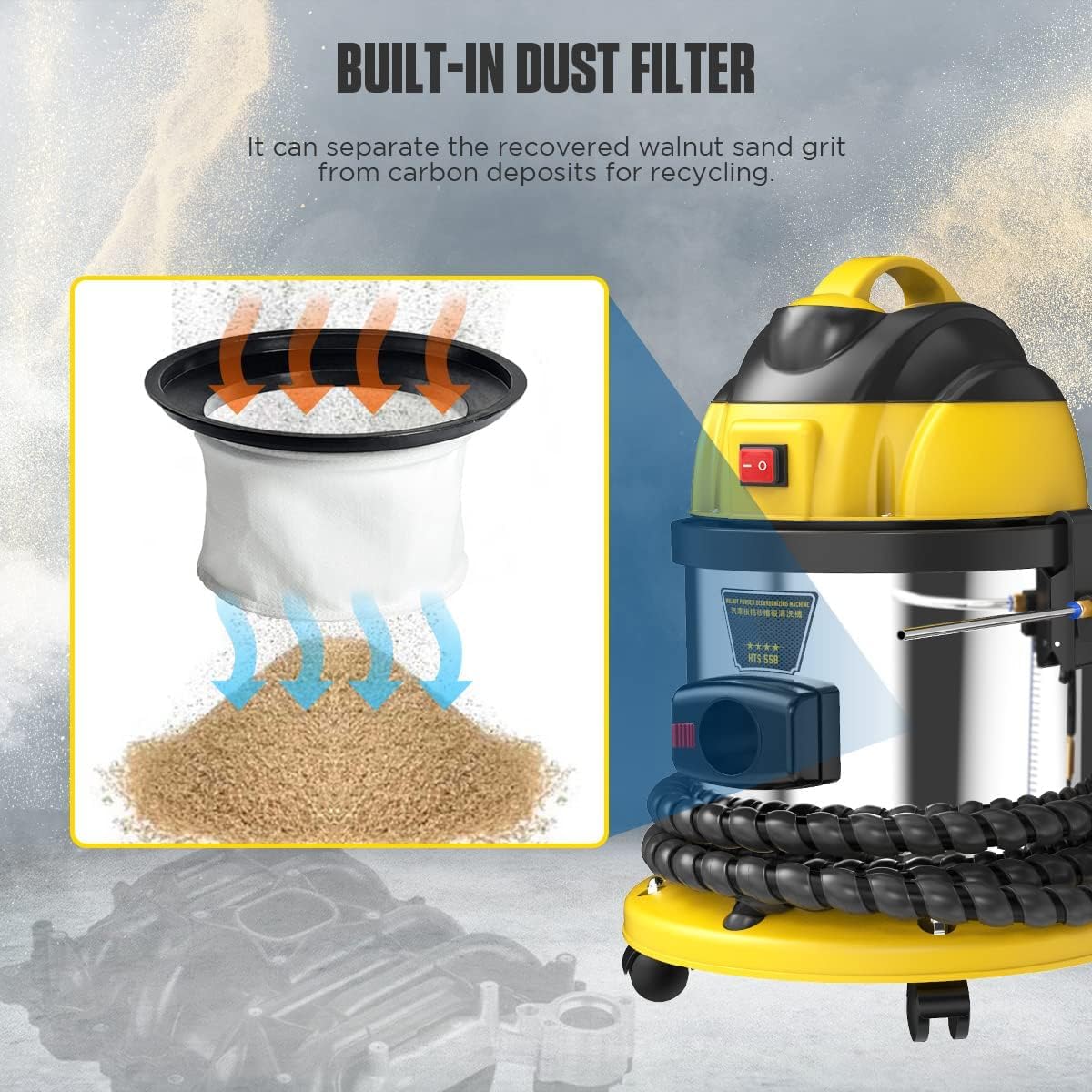 Walnut Sand DE-Carbon Cleaner HTS558 Walnut Blaster Cleaner Automotive Valvetronic System Carbon Deposition Cleaning Engine Intake Pipe Valve Clean Machine 110V/220V