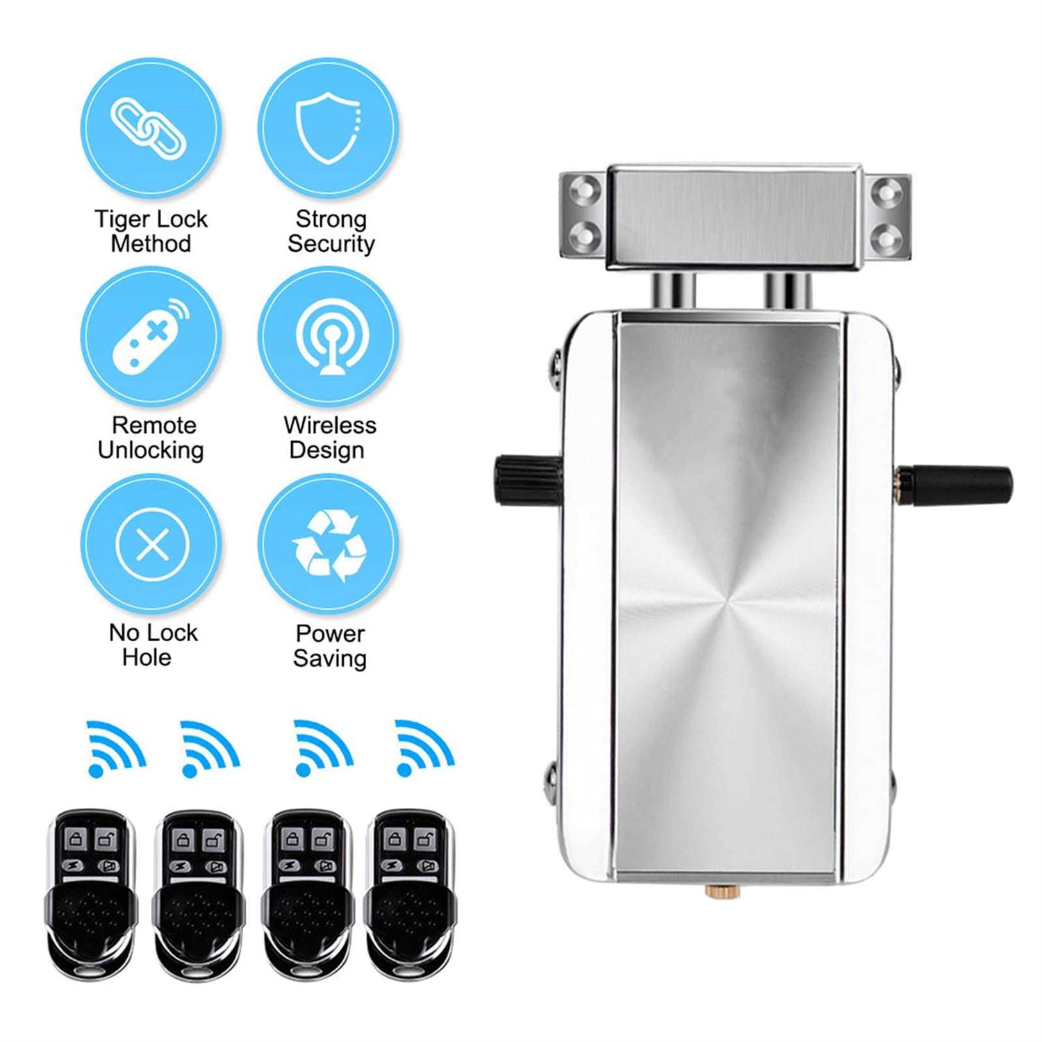 Smart Lock,Geevorks Remote Control Keyless Entry Electronic Lock with 4 Remote Control,Smart Anti-Theft Deadbolt Access Control System for Home - Shop Hardware Tools Online Store