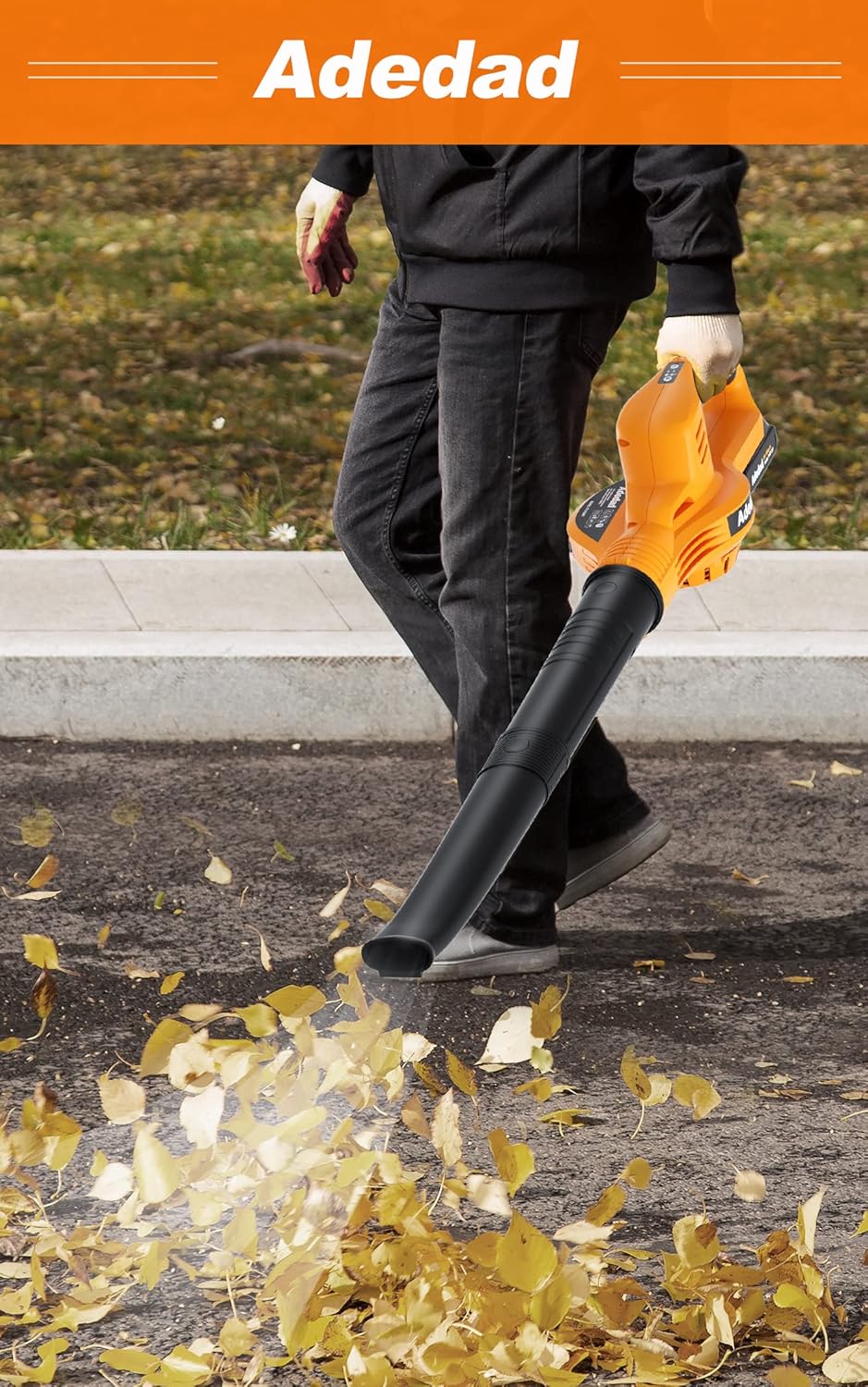 Adedad 20V Cordless Leaf Blower Powerful,Electric Handheld Sweeper Power Battery 2.0 Ah Li-ion Battery 150 MPH,Variable-Speed,Lightweight for Blowing Leaf/Snow Pack of 2