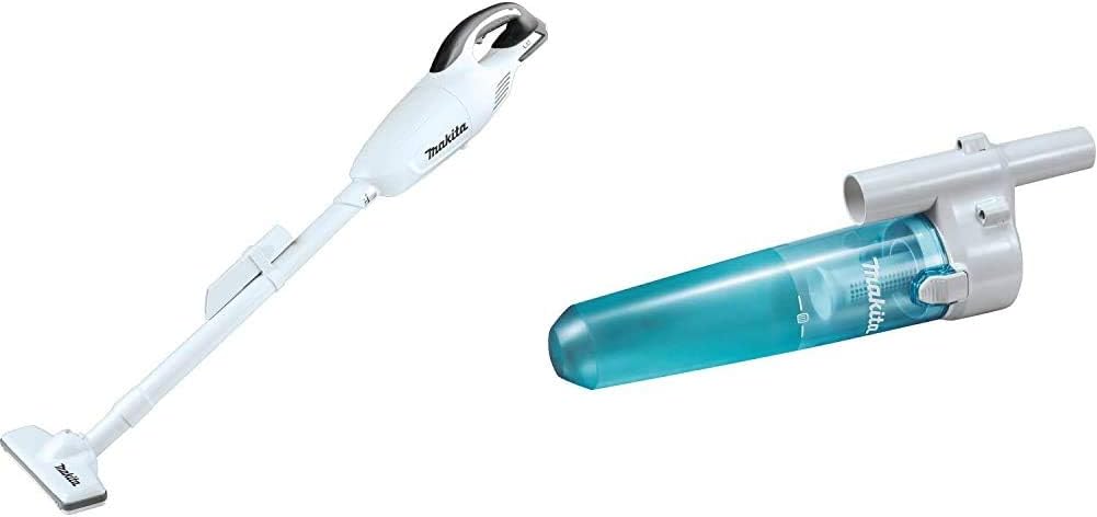 Makita XLC02ZW 18V LXT Lithium-Ion Compact Cordless Vacuum with 191D74-7 White Cyclonic Vacuum Attachment