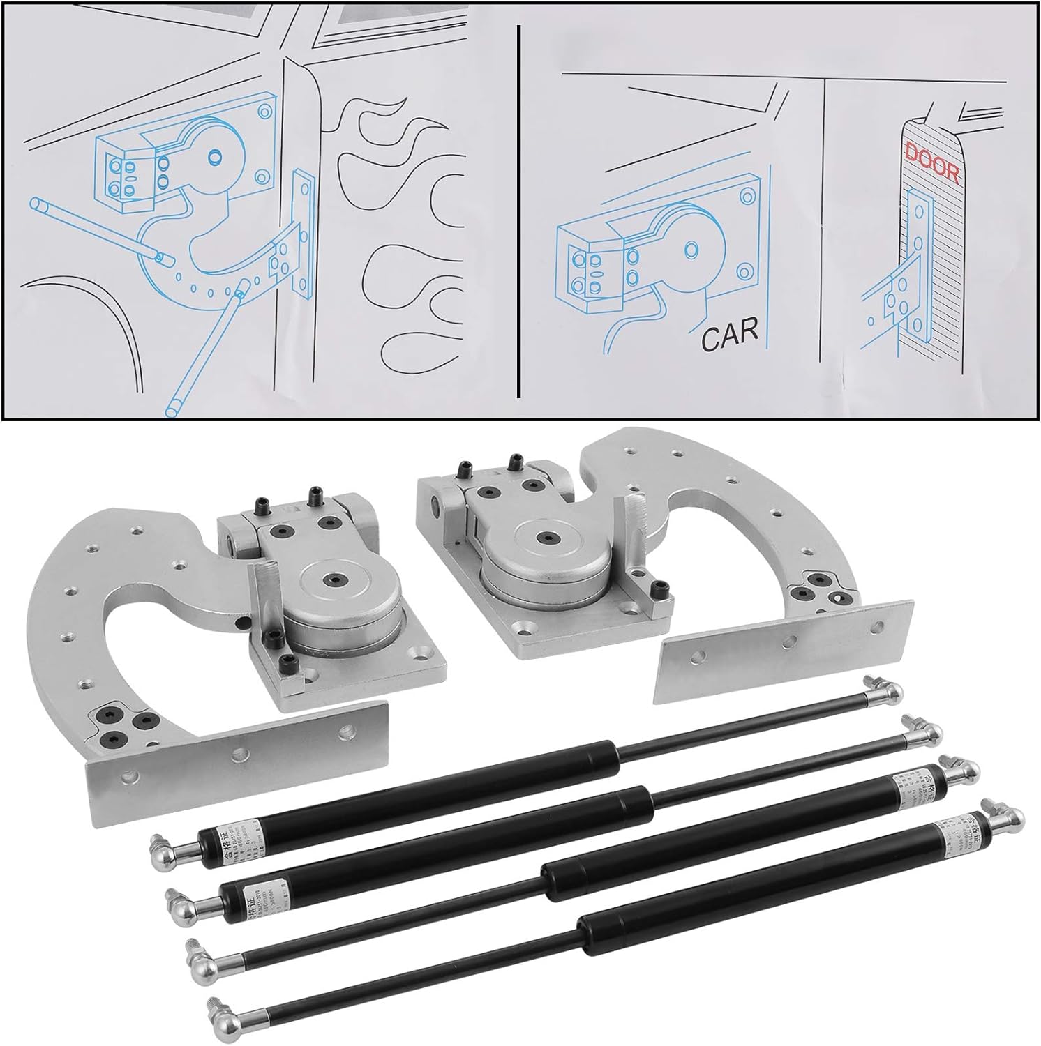 Mophorn Universal Lambo Door Kit Bolt On Vertical Doors Hinge Kit Fit for Audi Dodge Ford Honda Toyota Nissan Chevrolet etc. 90 Degree Vertical Lambo Door Conversion Kit (Universal)