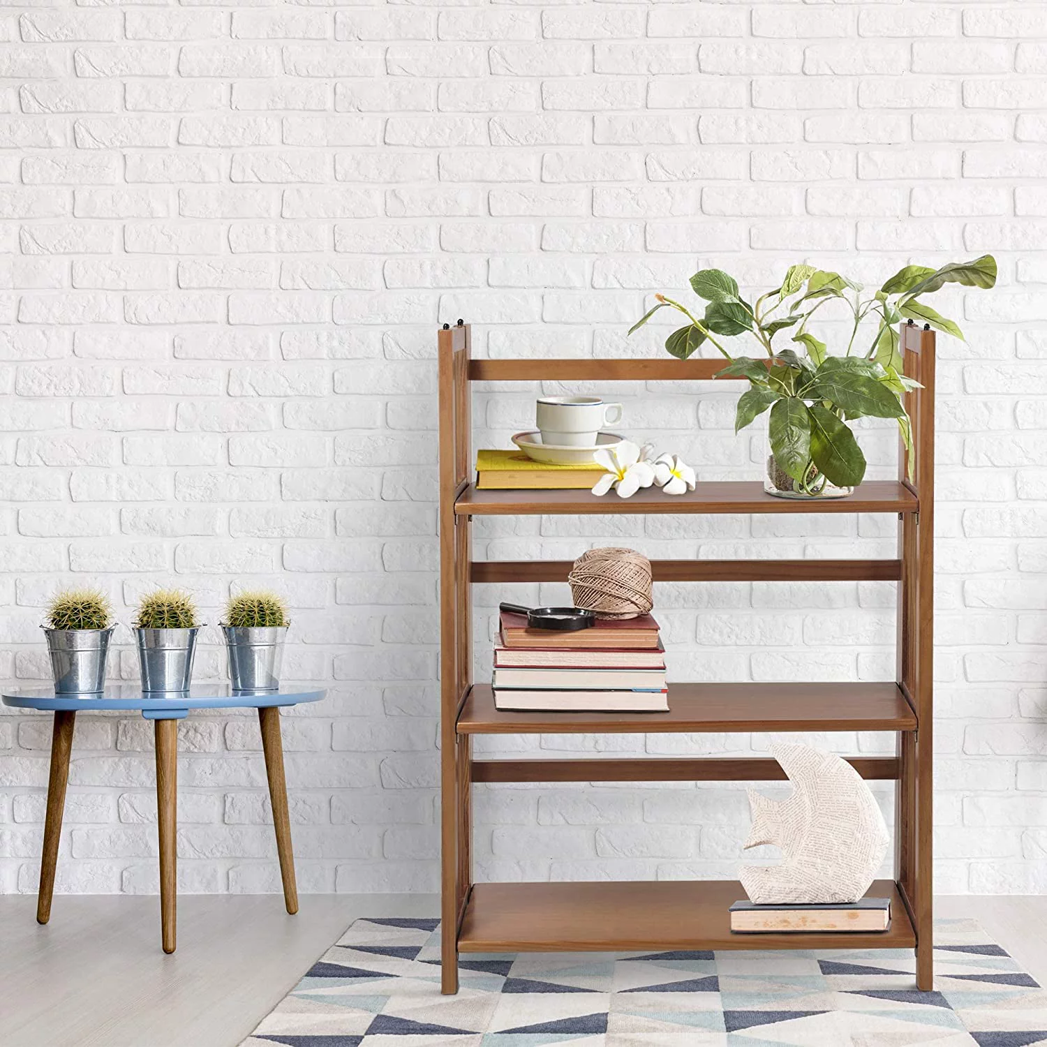 3 Shelf Folding Stackable Bookcase, 27.5" Wide, Espresso - Curated Treasures Market