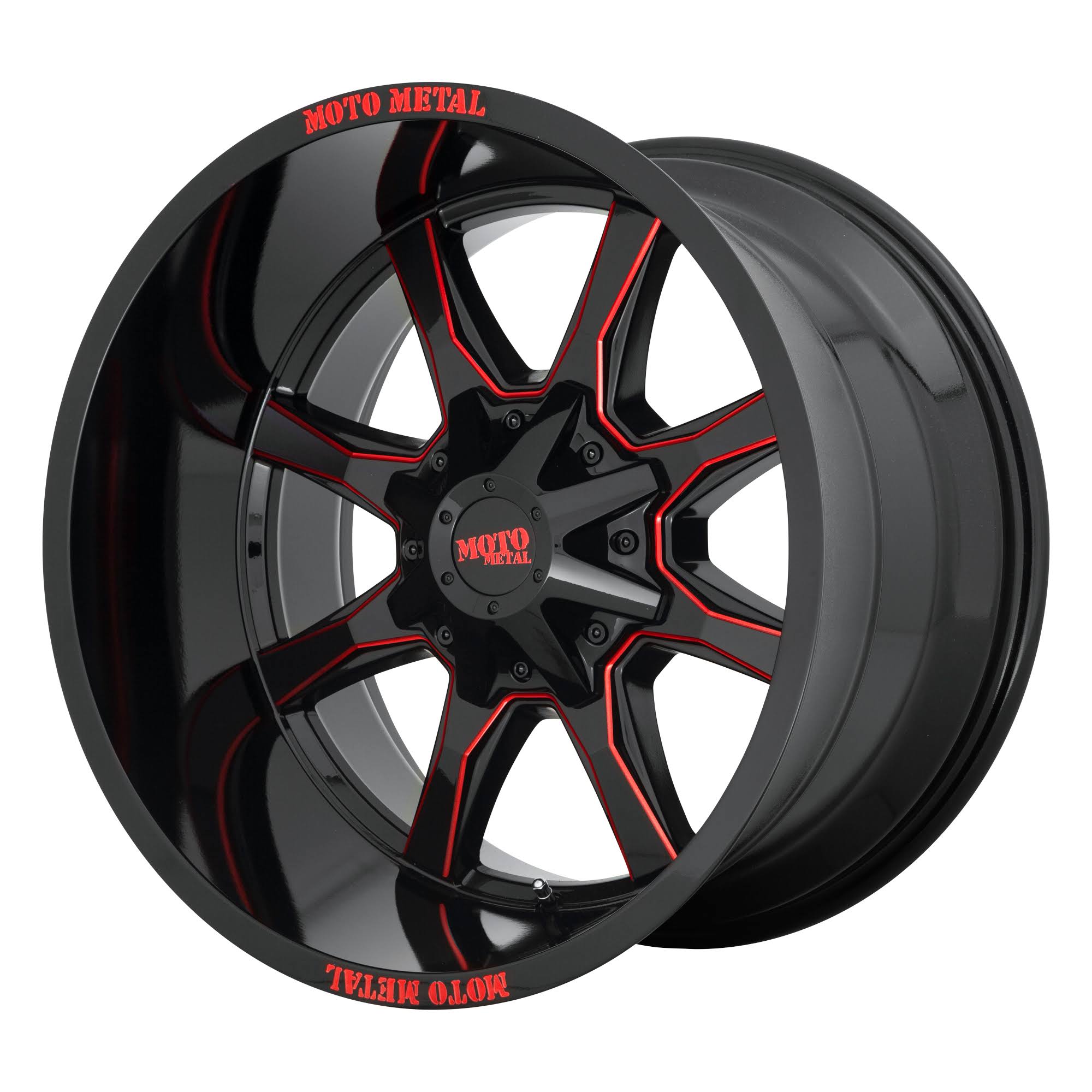 Moto Metal MO970 Gloss Black Milled Red Tint 20x10 Blank / 0-999 -18mm (MO970210003C18N)