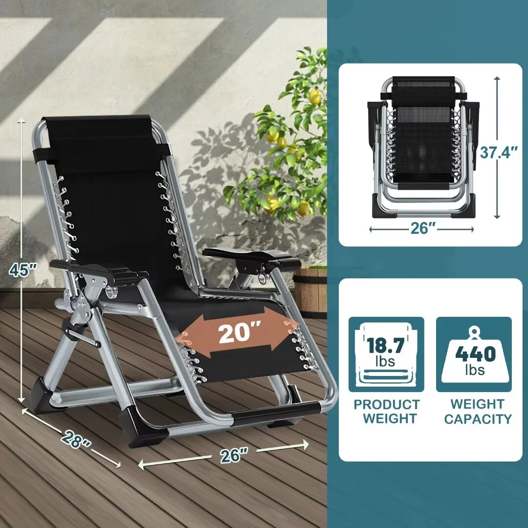 NAIZEA Zero Gravity Chair, Folding Portable Reclining Lawn Recliner, Patio Chaise Lounge Chair with Removable Cushion