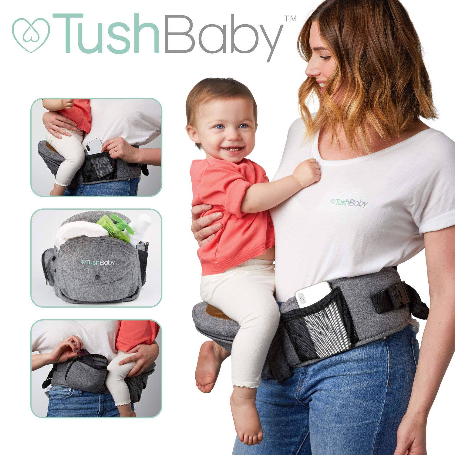 Tushbaby Safety Certified Hip Seat Baby Carrier Grey