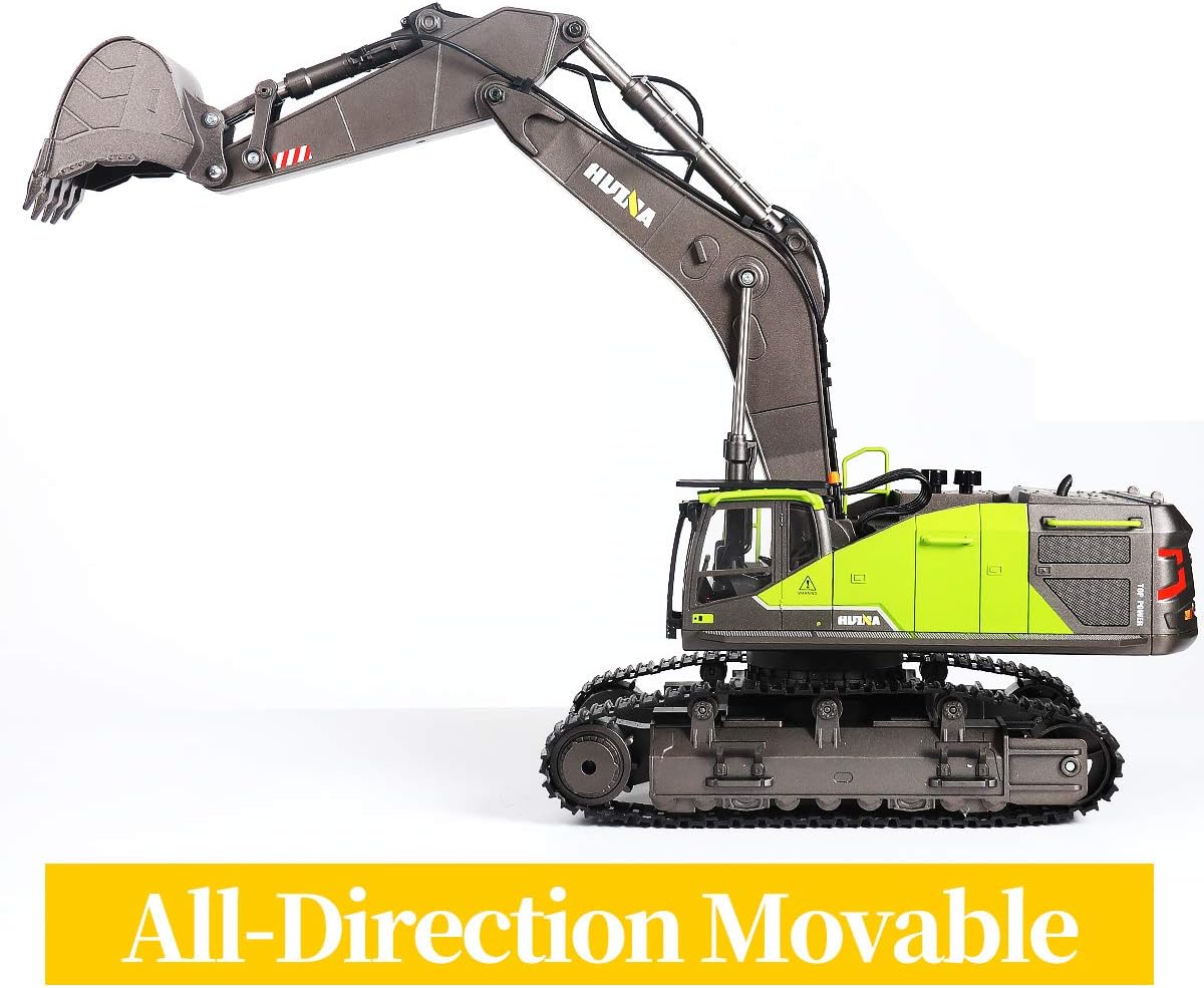 Huina 1593 rc Excavator for Kids Fully Functional Remote Control Excavator for Adults RC Construction Vehicle Toy with LED Light Sounds 2 Batteries… (HUINA 1593)