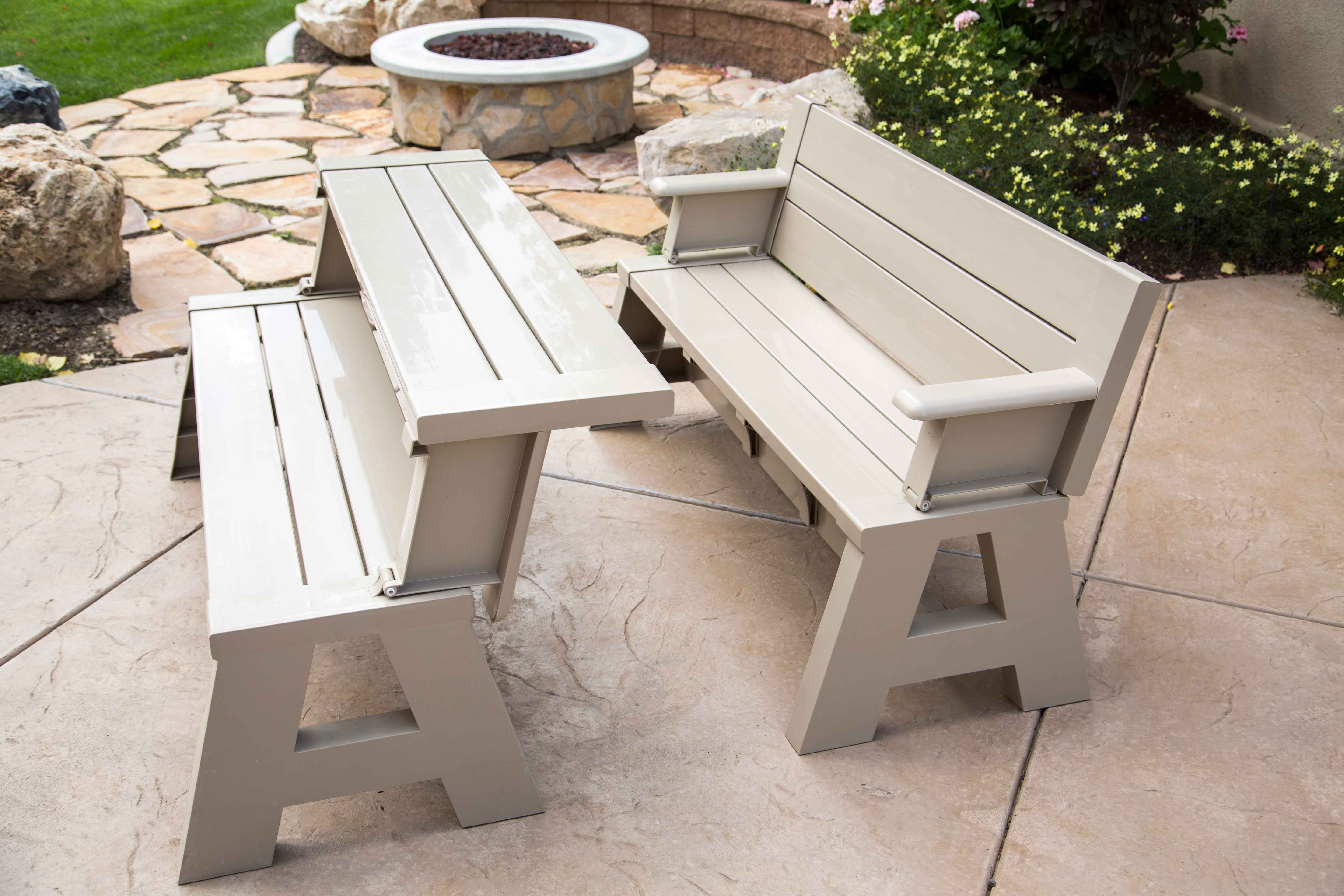 Convert a Bench Folding Picnic Table Bench, Tan
