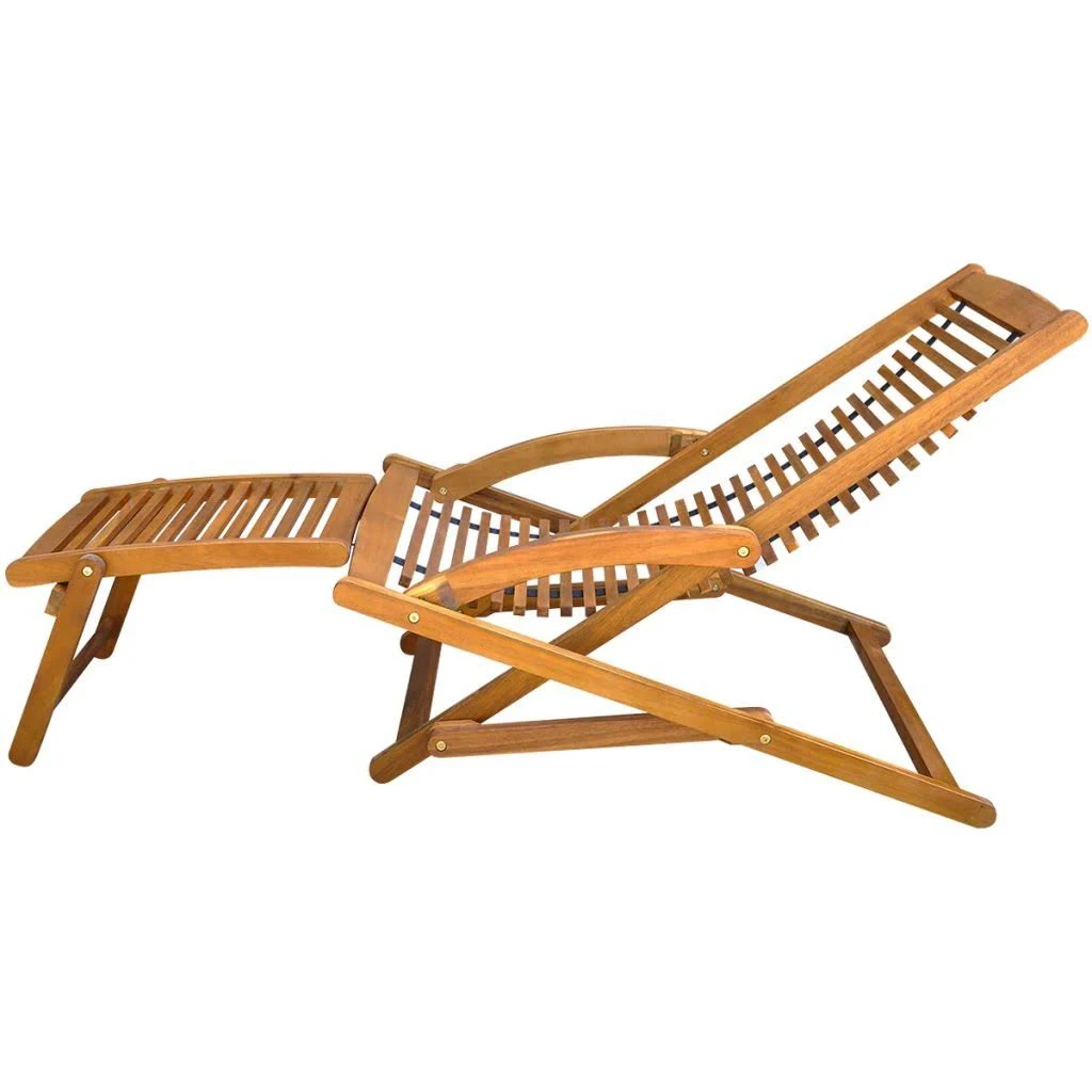 vidaXL Deck Chair with Footrest Acacia Wood