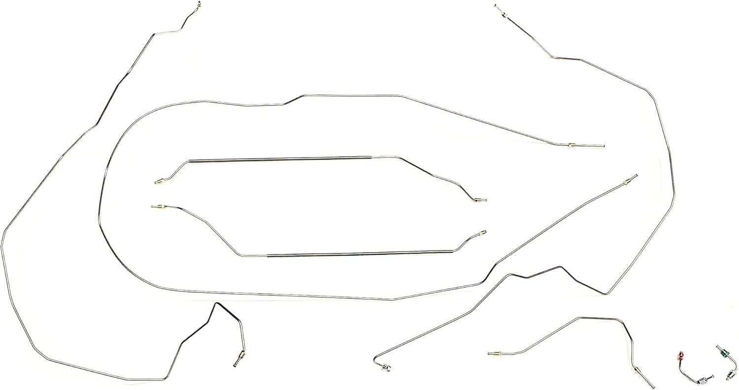 Full Car Brake Line Kit - Fits 55-57 Chevy Car - Stainless - Valve/Bracket Included - The Stop Shop