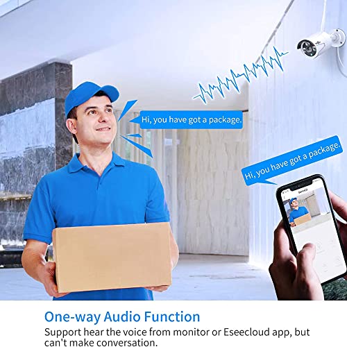 [Wireless Pro, 100ft Range] Hiseeu Wireless Security Camera System, Expandable 16CH 4K NVR, 4Pcs 3MP Night Vision WiFi Cameras Home Surveillance Outdoor, Motion Detection, 1TB HDD, One-Way Audio