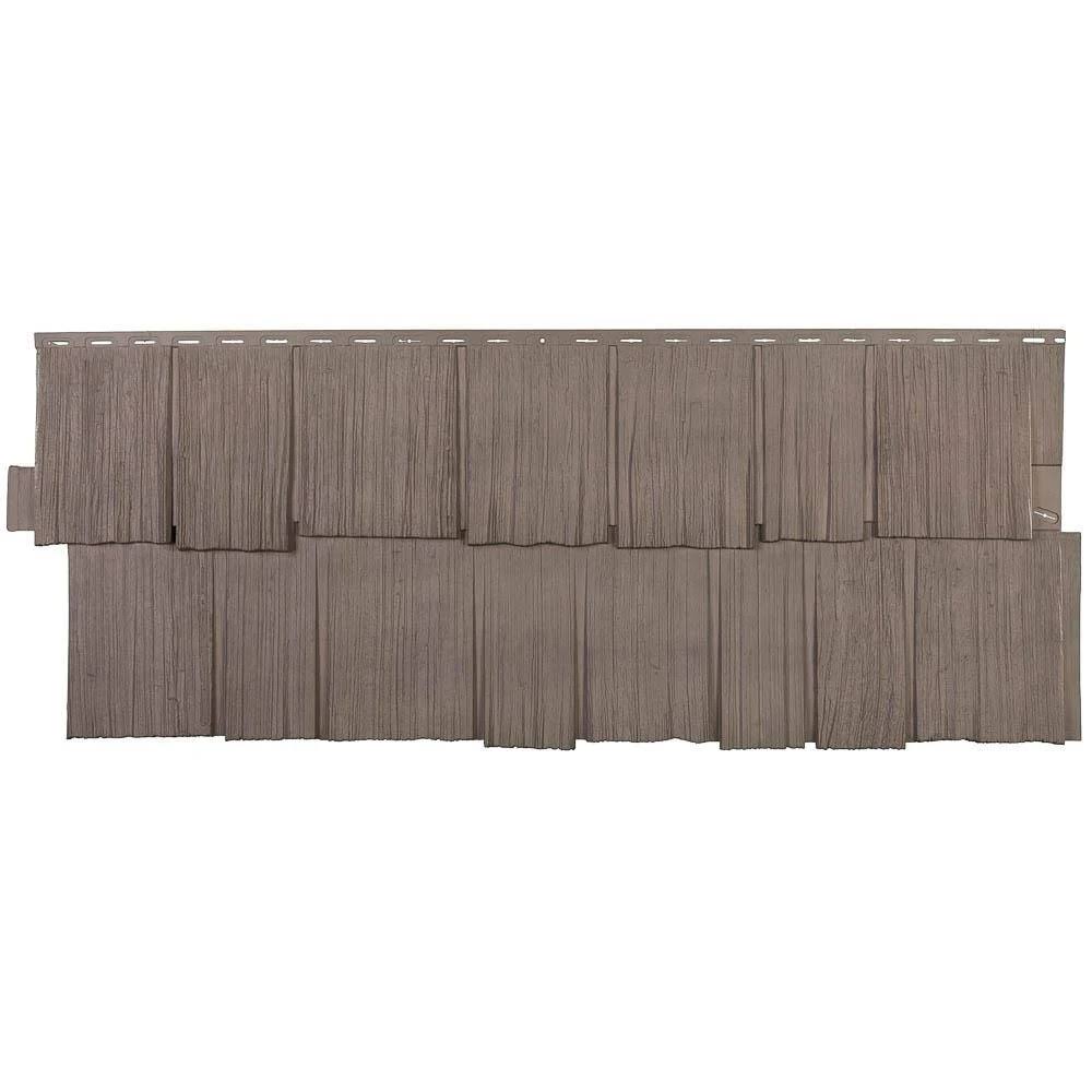 Novik Shake HS - 18.75 in. x 48.38 in. Hand-Split Shake in Weathered Blend (49.36 Sq. ft. per Box) Plastic Shake Vinyl Siding, B
