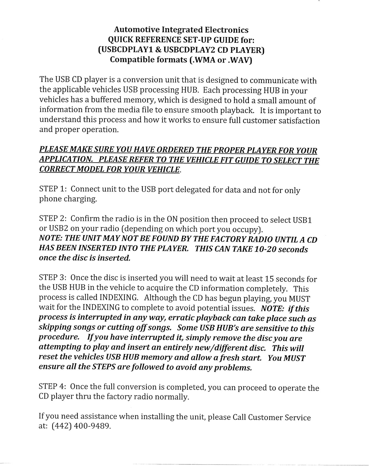 Automotive Integrated Electronics OE Integrated Vehicle CD Player via USB radio connection (USBCDPLAY2) – (See Vehicle Fit Chart PDF)