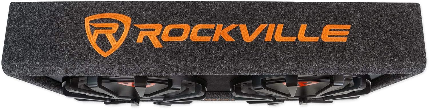 Rockville RG212CA Dual 12 inches Slim Vented Powered Car Subwoofer Enclosure 2000 Watt