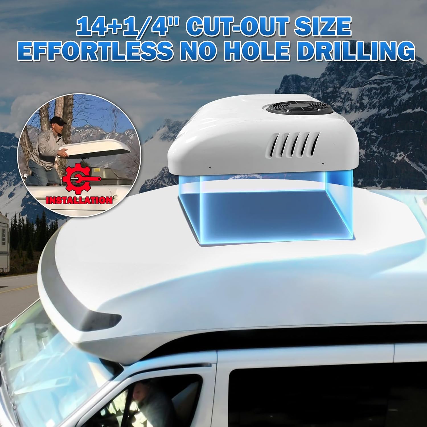 RV Rooftop Air Conditioner w/Heat 12 Volt, Campervan 13000BTU 12V Air Conditioner, Rapid Cooling 12 Volt Air Conditioner 2 in 1 for Van, RV, Yacht, Golf Carts, Road Machine, Caravan, Buses