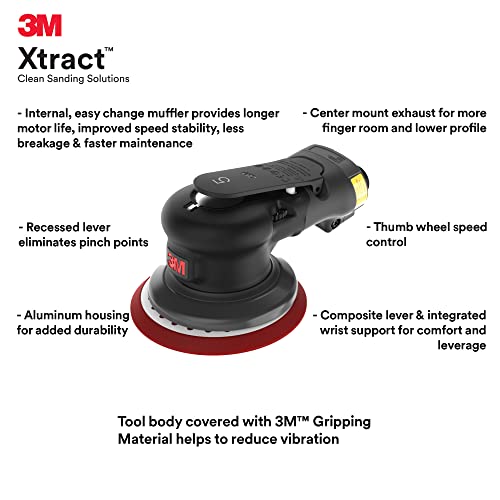 3M Random Orbital Sander, Xtract Pneumatic, Ergonomic and Lightweight ROS