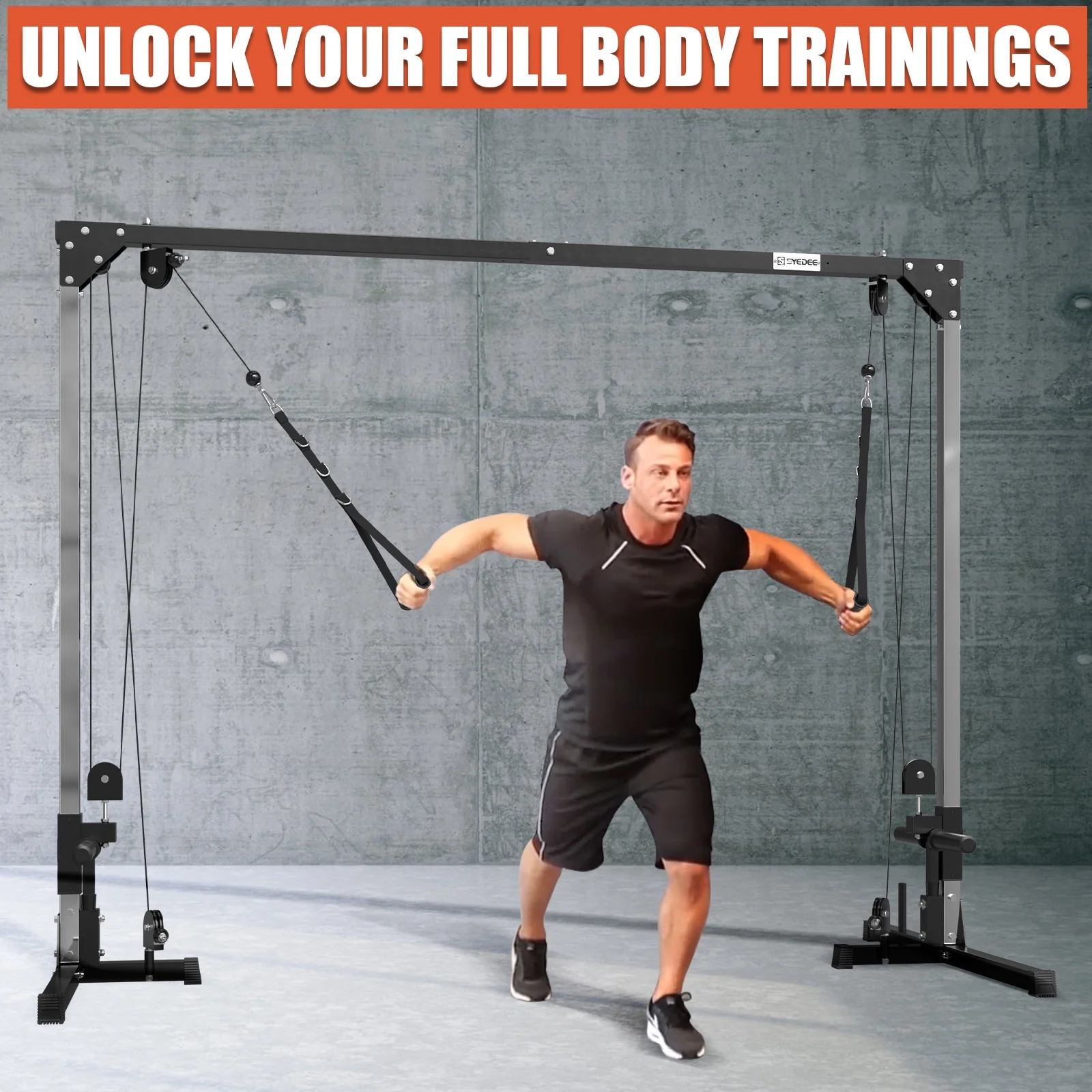 Cable Crossover Machine, syedee Dual Pulley Cable Machine, 400lbs Plate loaded Cable Fly Machine for Home Gym, Standard Home Gym Equipment with Pulley System